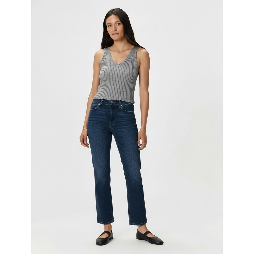 NWT Quince | Eco-Knit Cropped Sweater Tank Large Heather Grey V-Neck Ribbed Rib